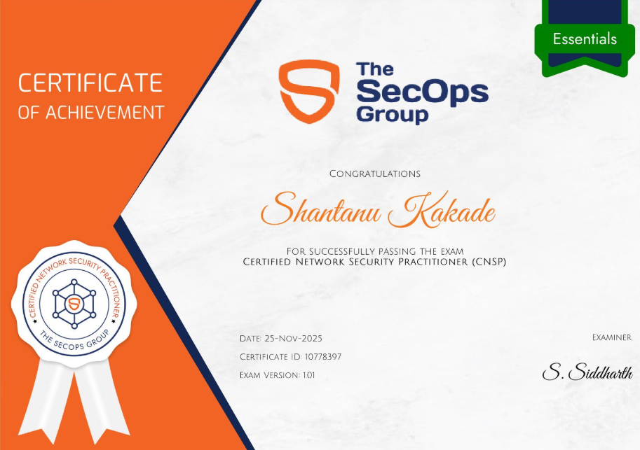 CNSP — Certified Network Security Practitioner certificate